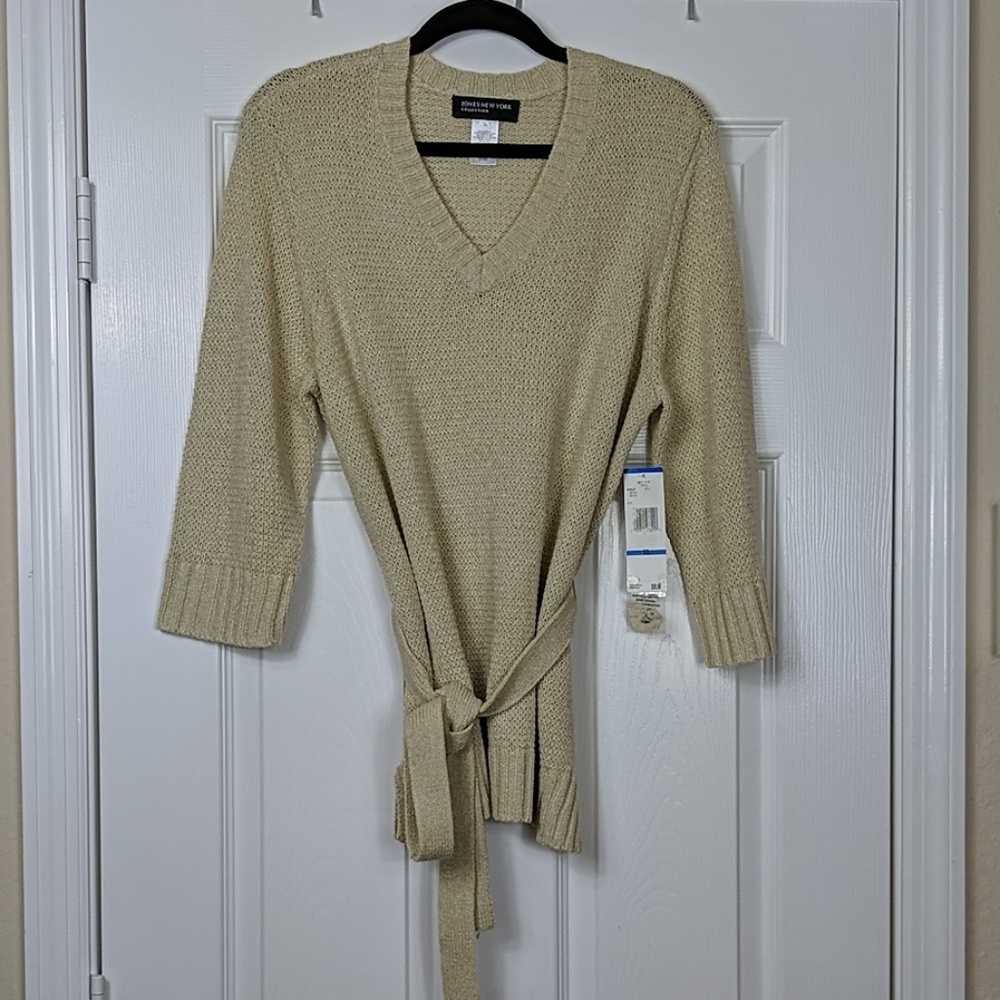 Jones New York Belted V-neck Sweater
